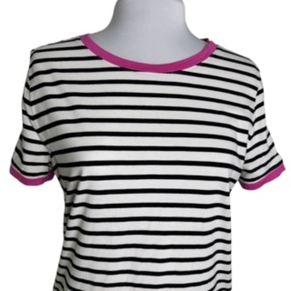 Banana Republic Horizontal Stripe Crew Neck Short Sleeve Signature Tee Size M - Picture 3 of 7